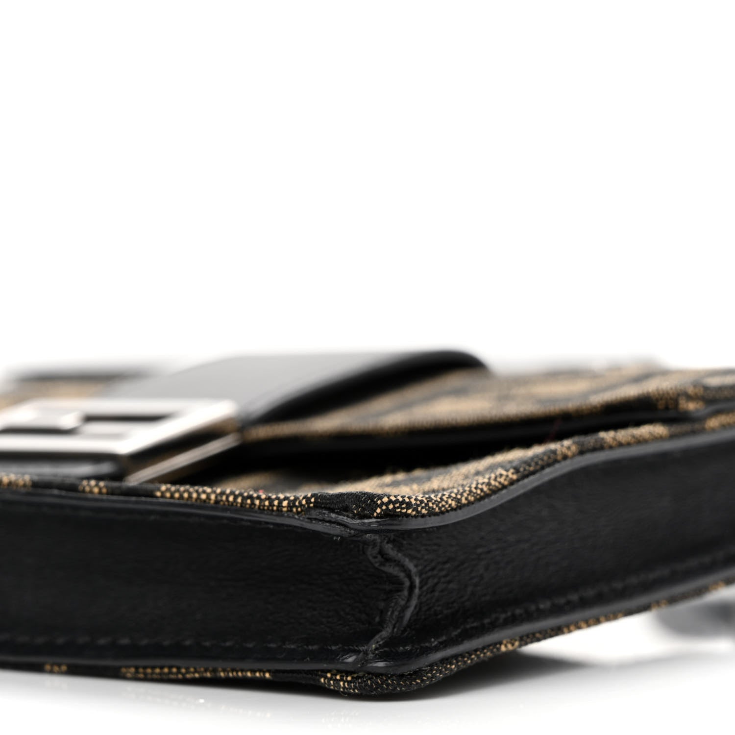 Fendi Recycled Fabric Jacquard Vitello Grace FF 1974 Baguette Belt Pouch Tobacco Moro Black 10 of 12