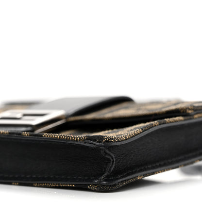 Fendi Recycled Fabric Jacquard Vitello Grace FF 1974 Baguette Belt Pouch Tobacco Moro Black 10 of 12