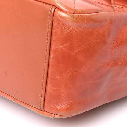 Chanel Glazed Calfskin Quilted Medium Gold Bar Top Handle Flap Orange 10 of 13
