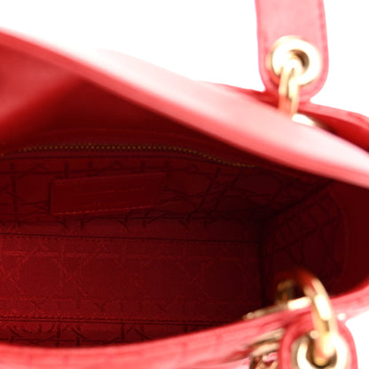 Christian Dior Metallic Lambskin Cannage Mini Lady Dior Red 5 of 9