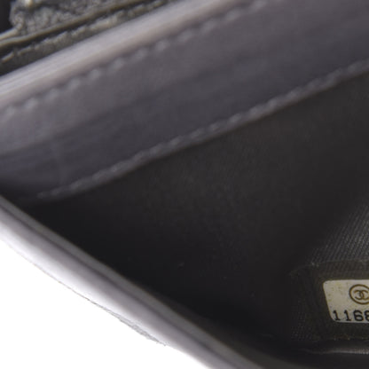 Chanel Lambskin Camellia Embossed Yen Wallet Grey 9 of 13