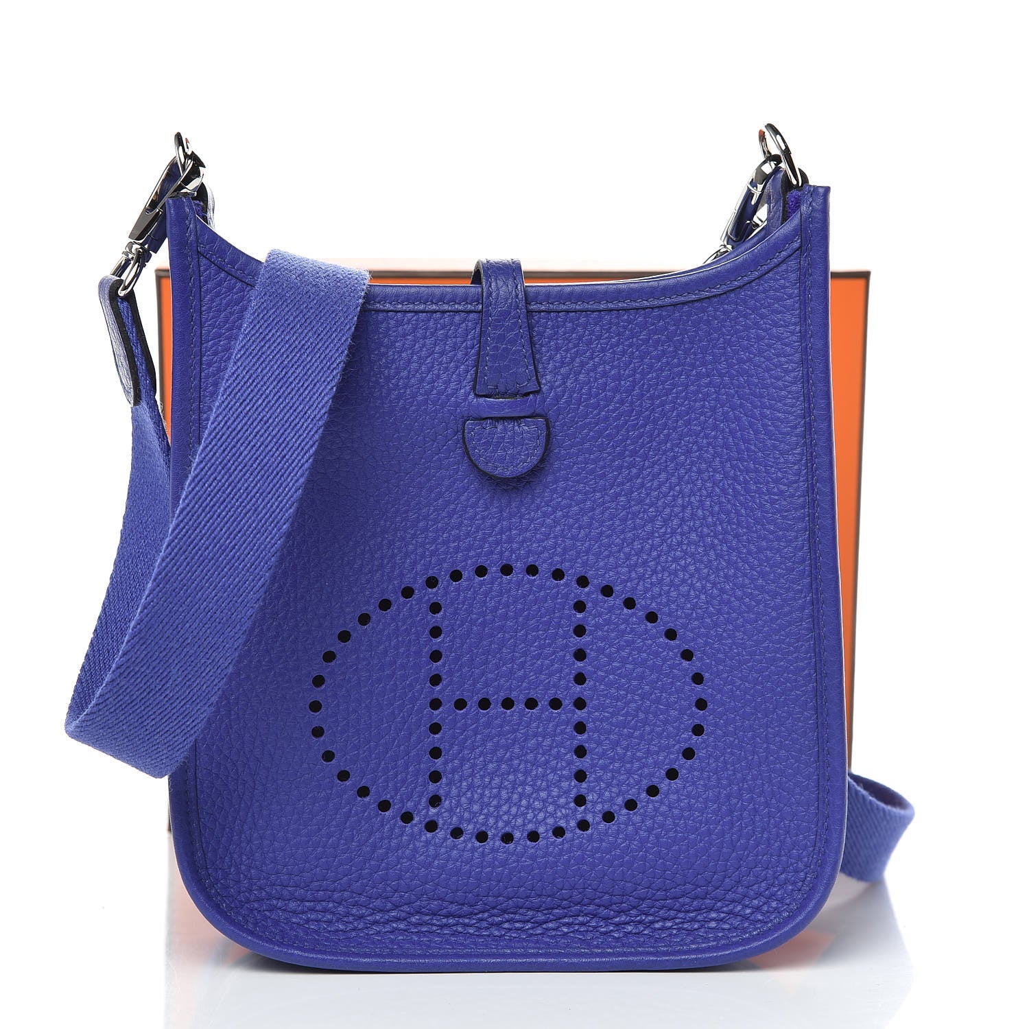 Hermes Taurillon Clemence Evelyne TPM Bleu Electrique 10 of 10