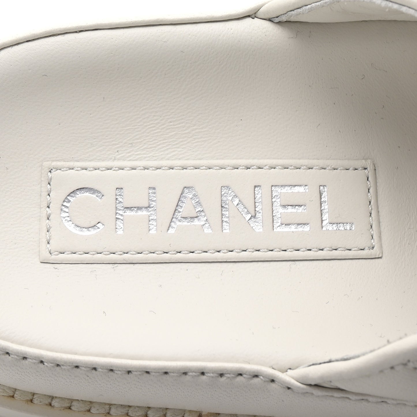 Lambskin Quilted Velcro Dad Chain CC Slide Sandals 37.5 White