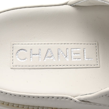 Chanel Lambskin Quilted Velcro Dad Chain CC Slide Sandals 37.5 White 8 of 9