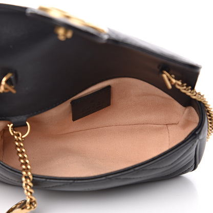 Gucci Calfskin Matelasse Super Mini GG Marmont Shoulder Bag Black 5 of 12