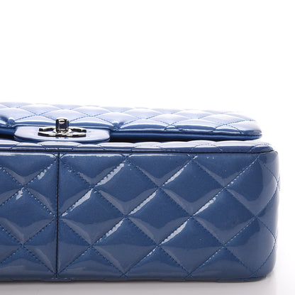 Chanel Patent Quilted Jumbo Double Flap Blue 9 of 12