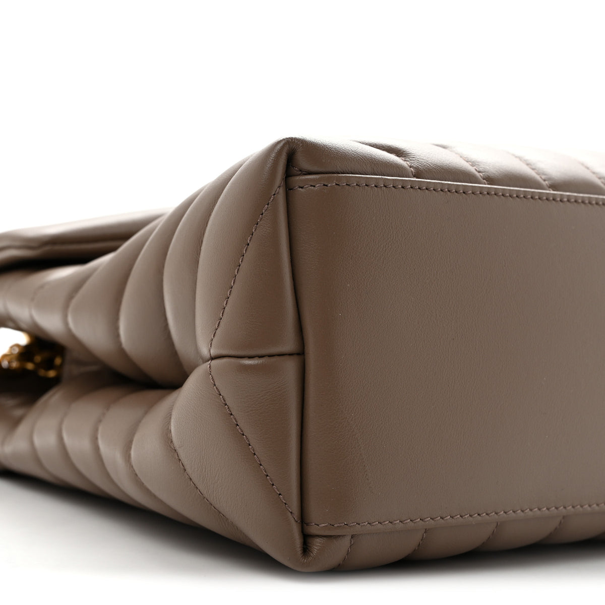 Calfskin Y Quilted Monogram Medium Loulou Chain Satchel Dark Beige