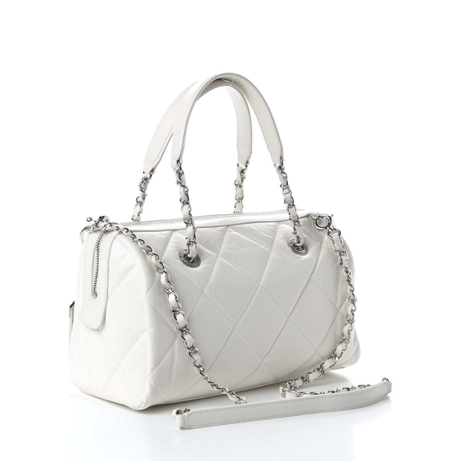Chanel Calfskin Quilted Small CC Bowling Bag White 4 of 11