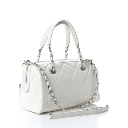 Chanel Calfskin Quilted Small CC Bowling Bag White 4 of 11