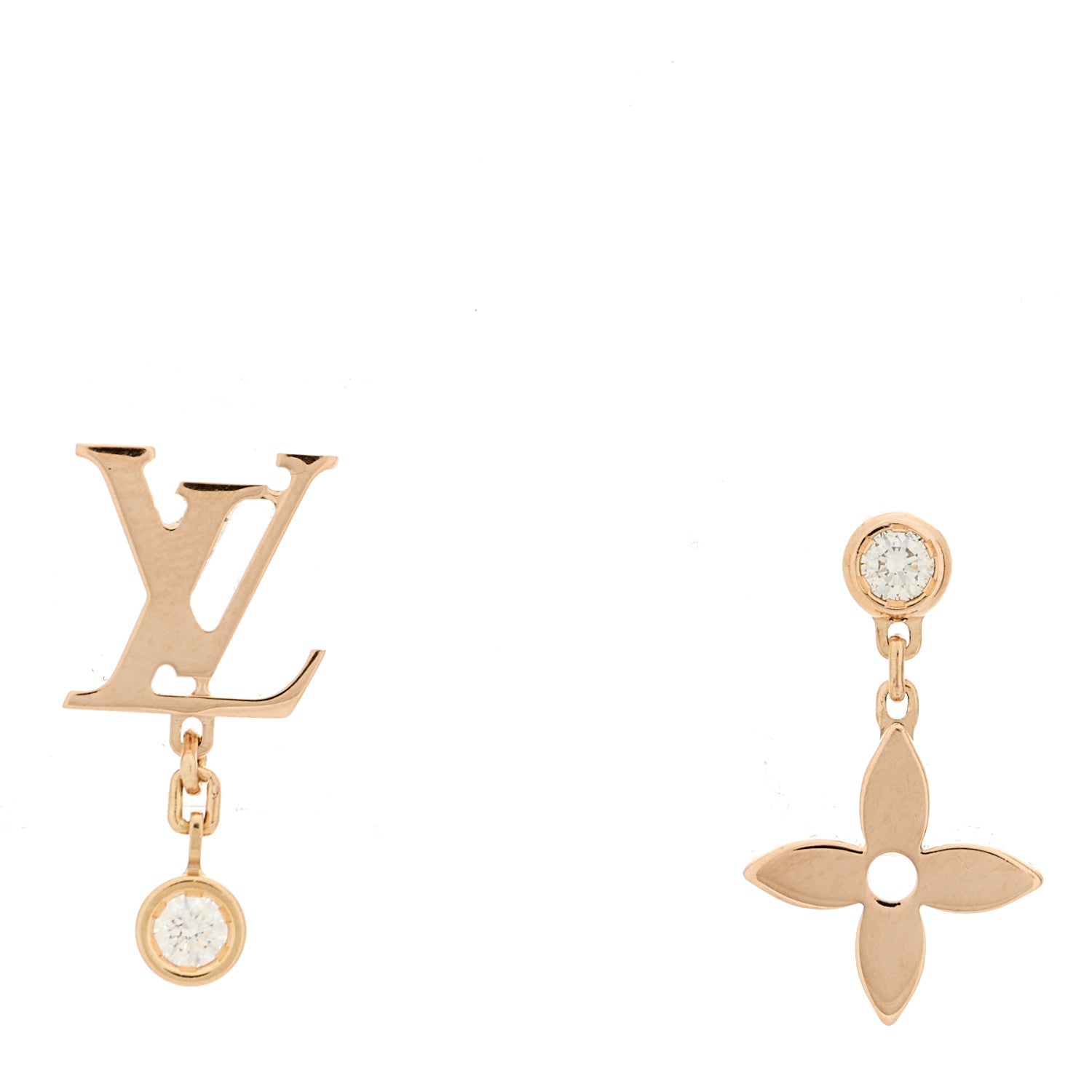 Louis Vuitton 18K Yellow Gold Diamond Idylle Blossom LV Stud