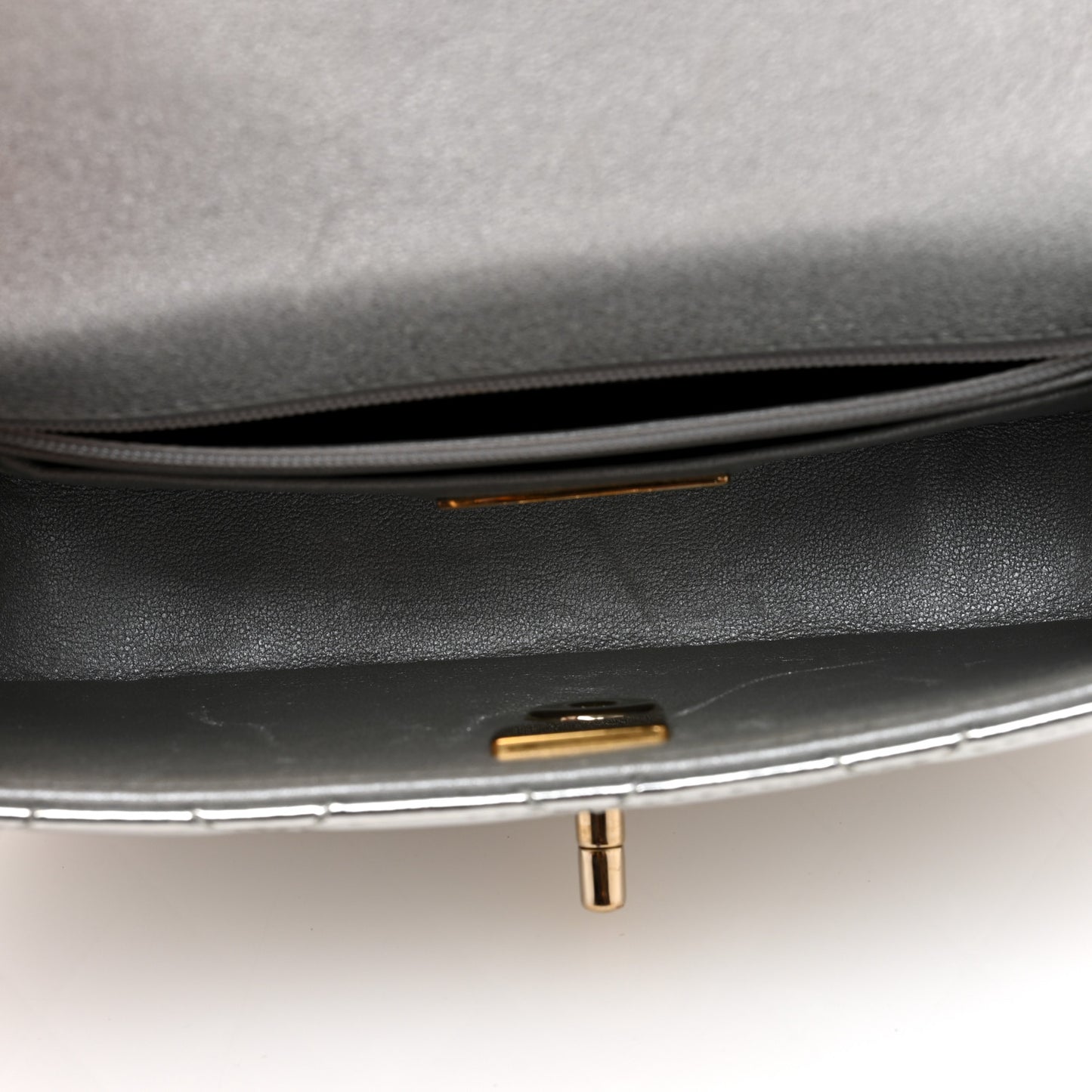 Mirror Calfskin Metallic Calfskin Quilted Hollywood Boulevard Mini Flap With Star Coin Purse Silver