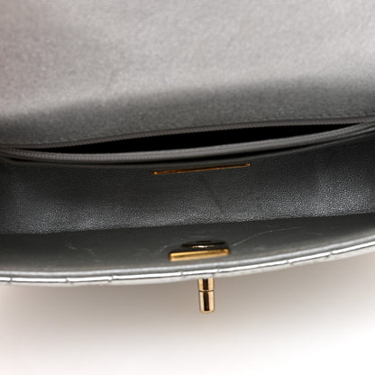 Chanel Mirror Calfskin Metallic Calfskin Quilted Hollywood Boulevard Mini Flap With Star Coin Purse Silver 5 of 11