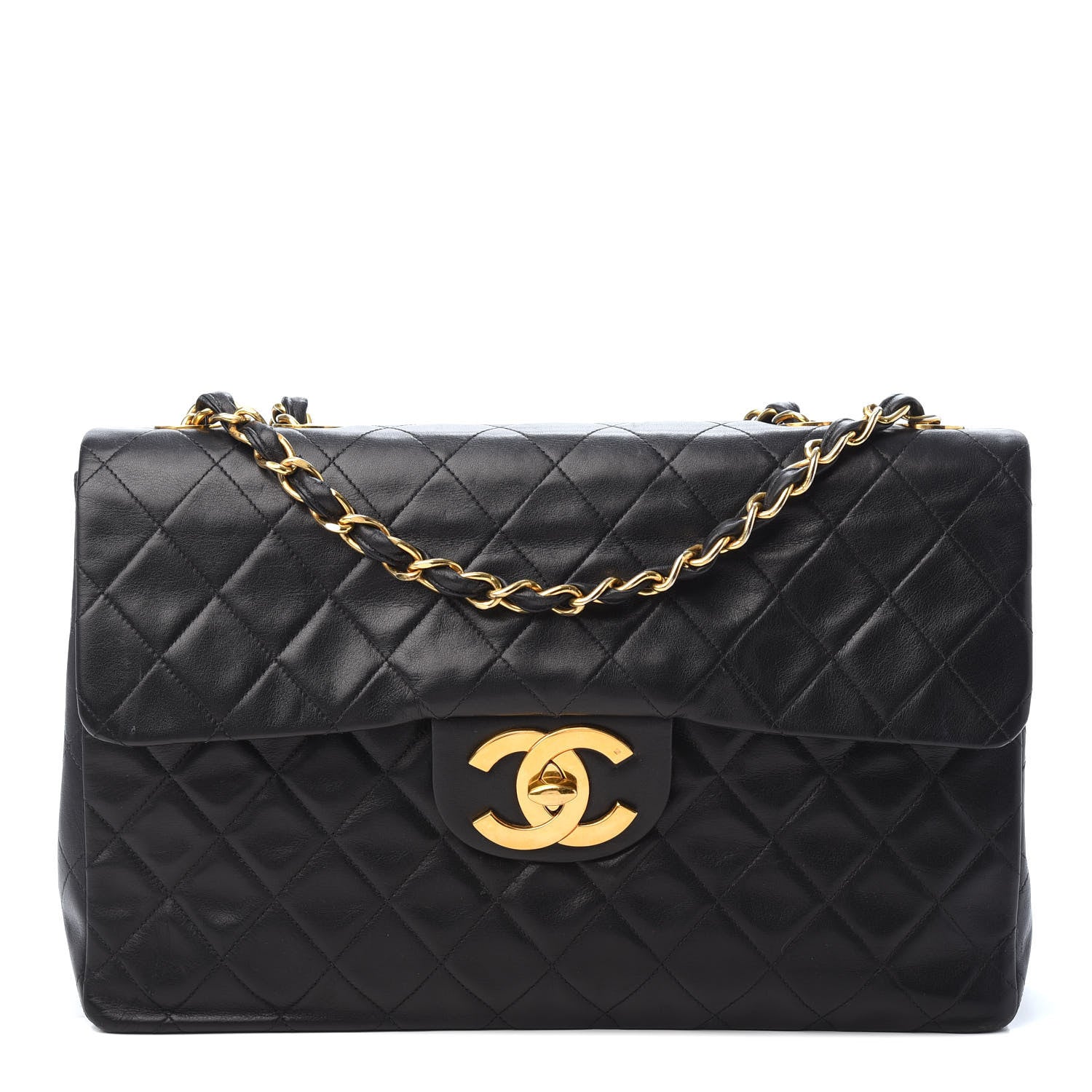 Chanel Lambskin Quilted XL Jumbo Single Flap Black 1 of 12
