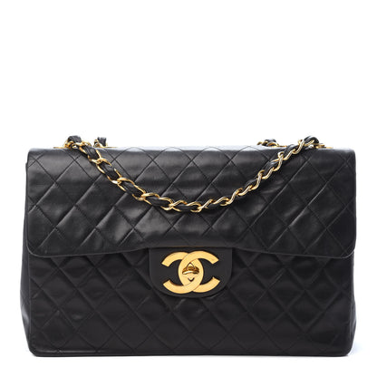 Chanel Lambskin Quilted XL Jumbo Single Flap Black 1 of 12