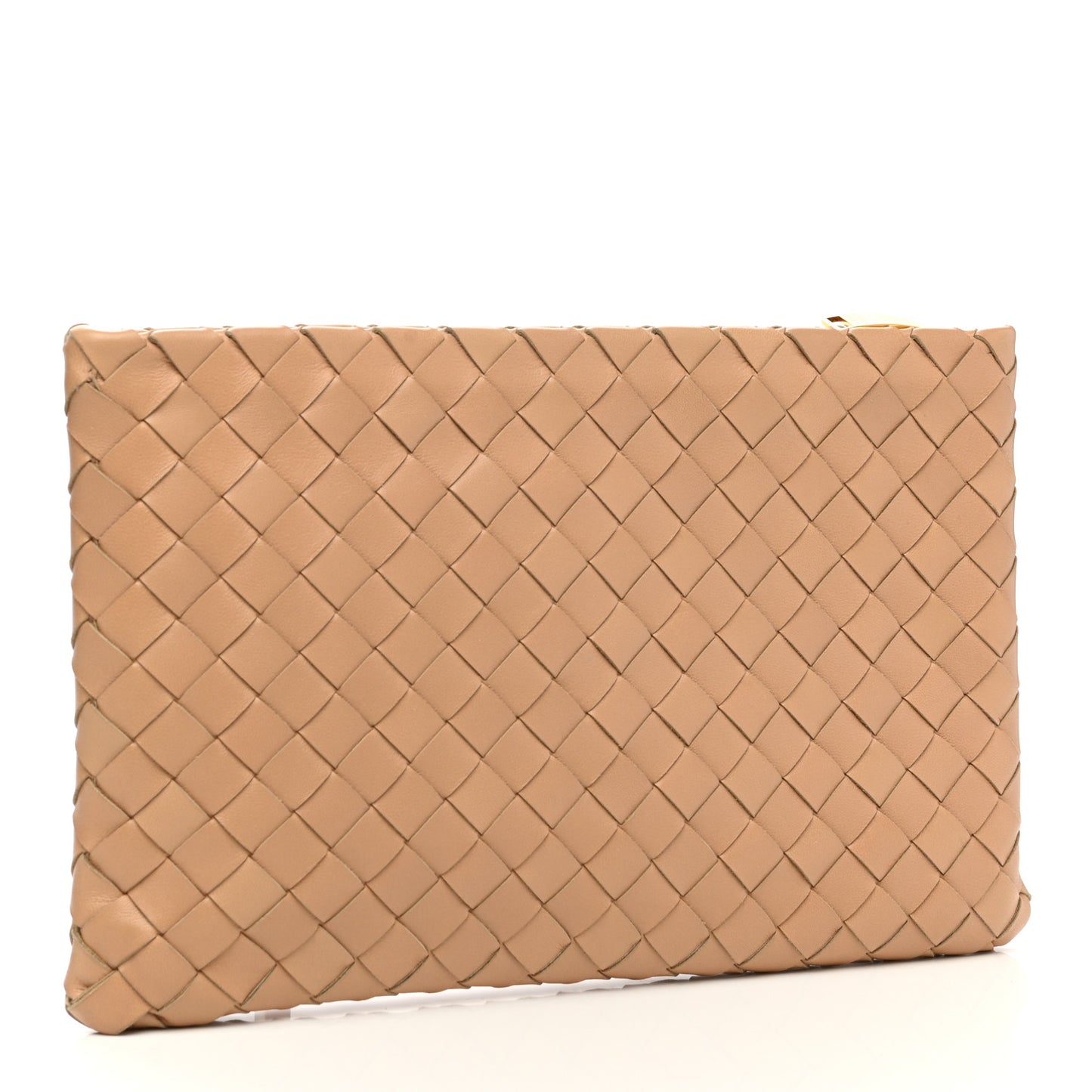 Nappa Intrecciato Large Flat Zip Pouch Beige