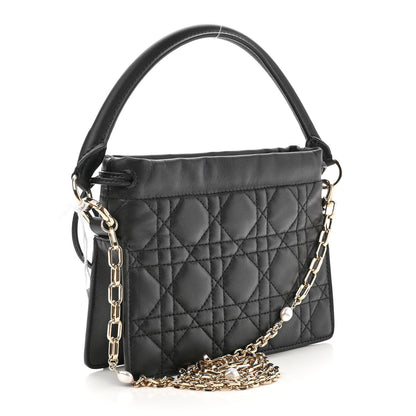 Christian Dior Lambskin Cannage Mini Top Handle Drawstring Bag Black 3 of 12