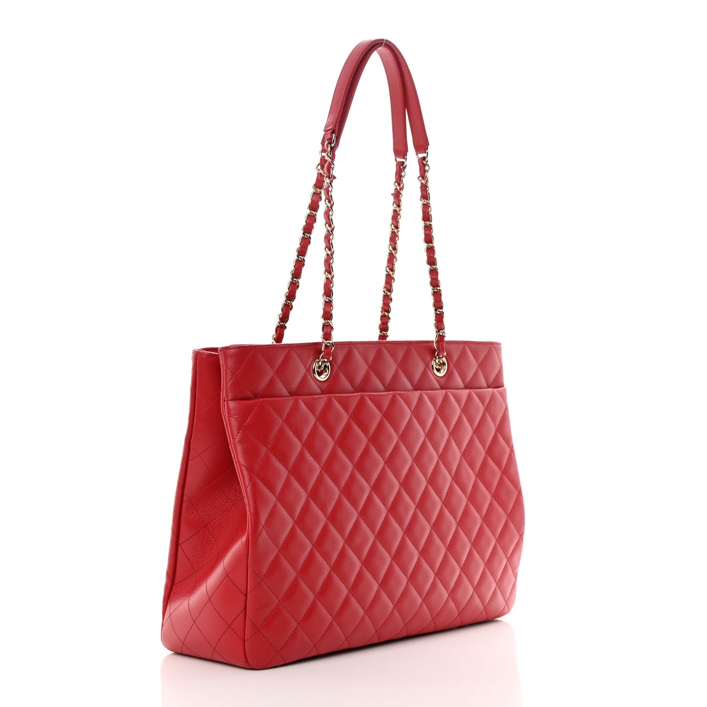 Caviar Quilted Large Shopping Tote Red
