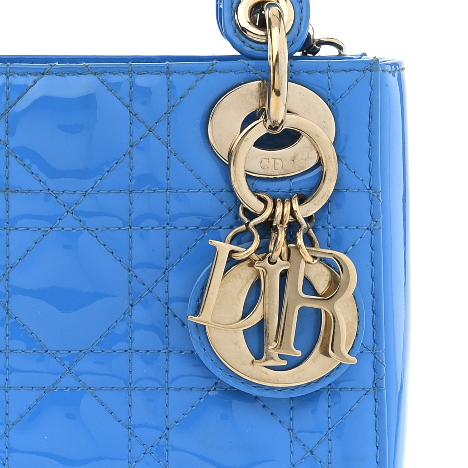 Christian Dior Patent Cannage Mini Lady Dior Blue 8 of 14