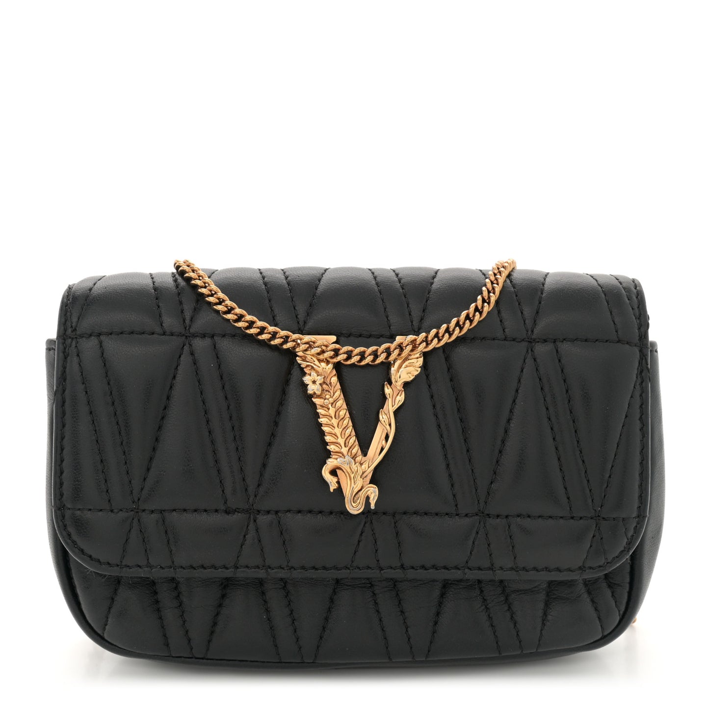 Nappa Quilted Virtus V Evening Bag Black