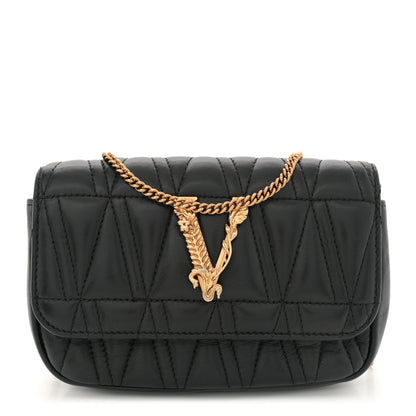 Versace Nappa Quilted Virtus V Evening Bag Black 1 of 13