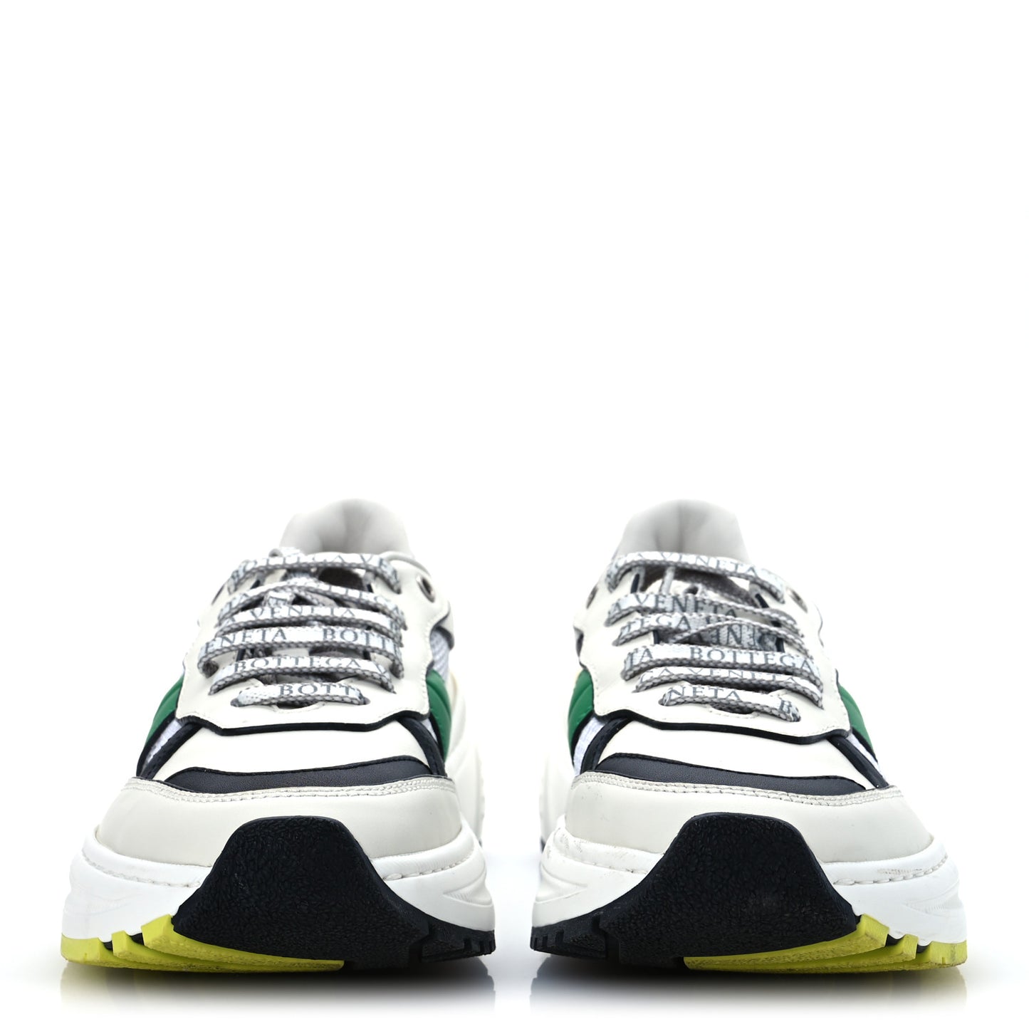 Calfskin Technical Mesh Speedster Sneakers 40 White Black Green