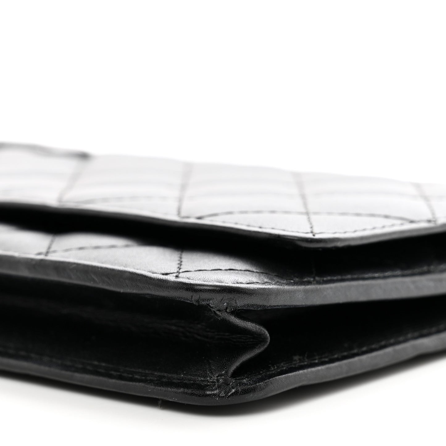 Calfskin Quilted Cambon Wallet on Chain WOC Black