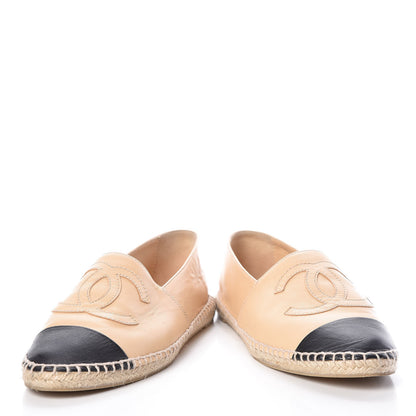 Chanel Lambskin CC Espadrilles 39 Beige Black 6 of 12