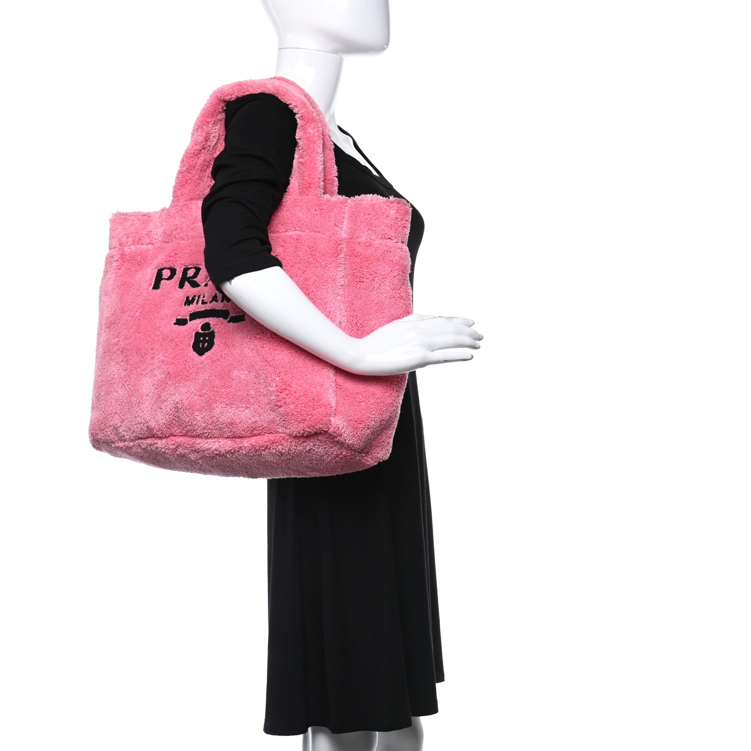 Prada Terry Cloth Tote Bag Petalo Black 2 of 8