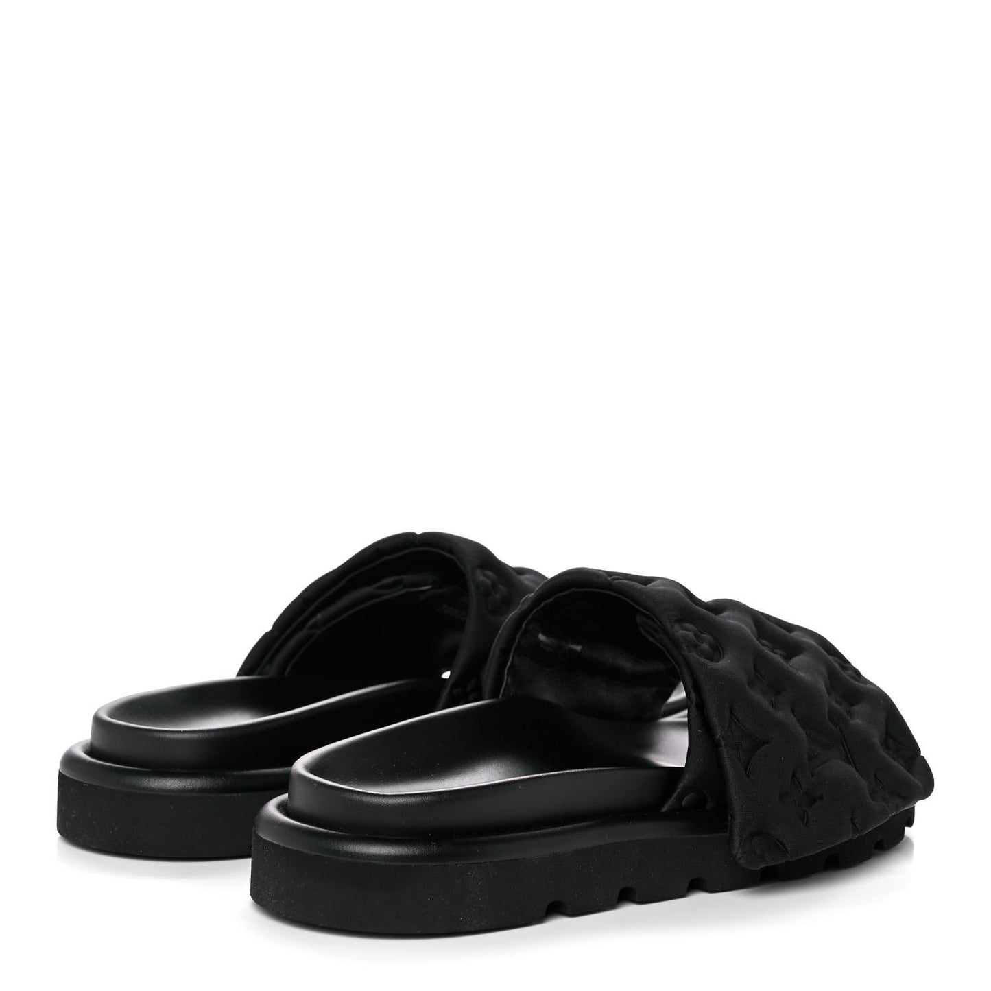 Technical Fabric Embossed Monogram Pool Pillow Comfort Mule 40 Black