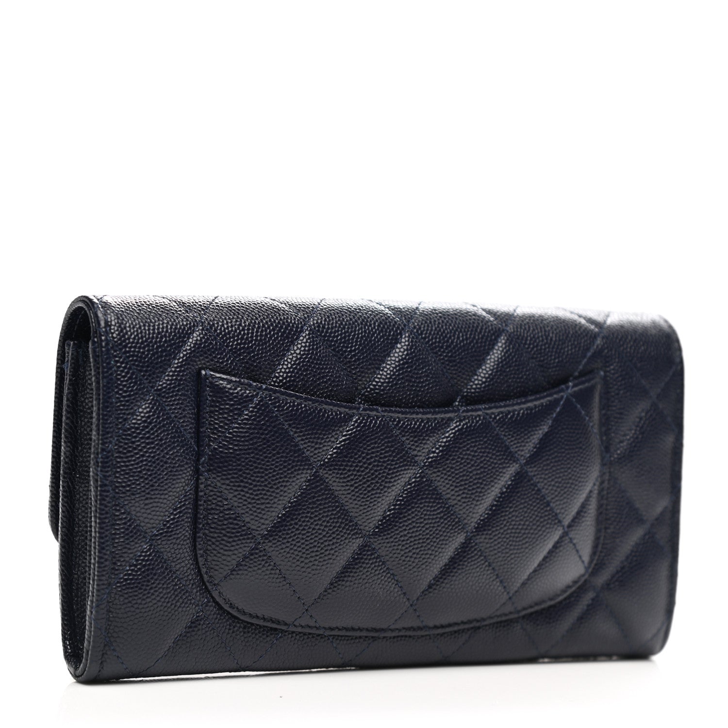 Chanel Caviar Quilted Large Gusset Flap Wallet Navy 3 of 9