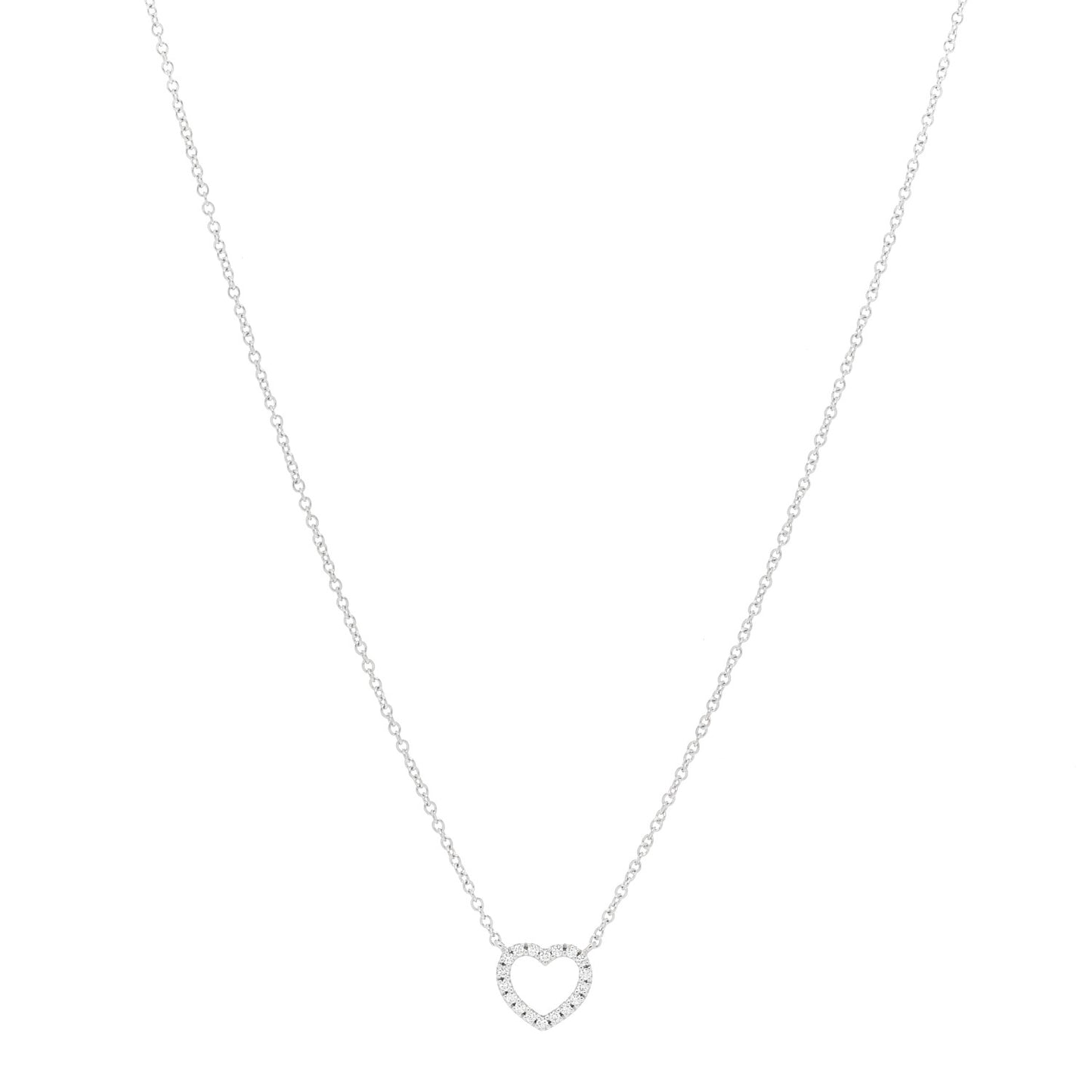 18K White Gold Diamond Metro Heart Pendant Necklace