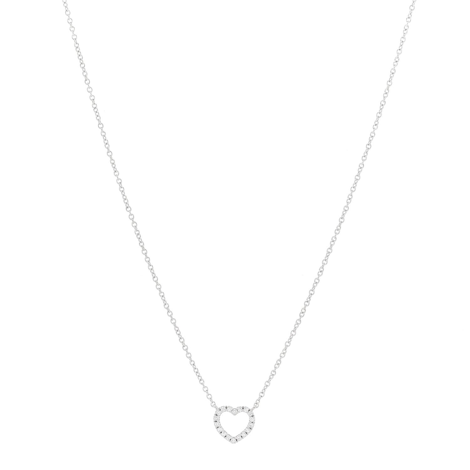 Tiffany 18K White Gold Diamond Metro Heart Pendant Necklace 1 of 3