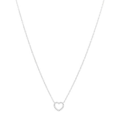 Tiffany 18K White Gold Diamond Metro Heart Pendant Necklace 1 of 3