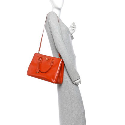 Prada Saffiano Vernice Medium Galleria Double Zip Tote Arancio 2 of 10