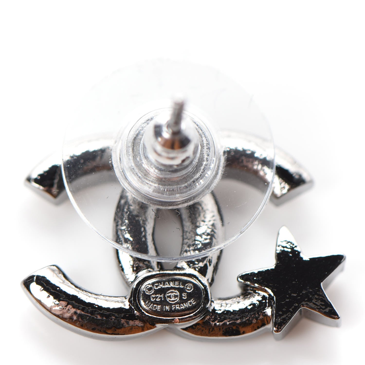 Chanel Crystal CC Starfall Earrings Silver 4 of 5