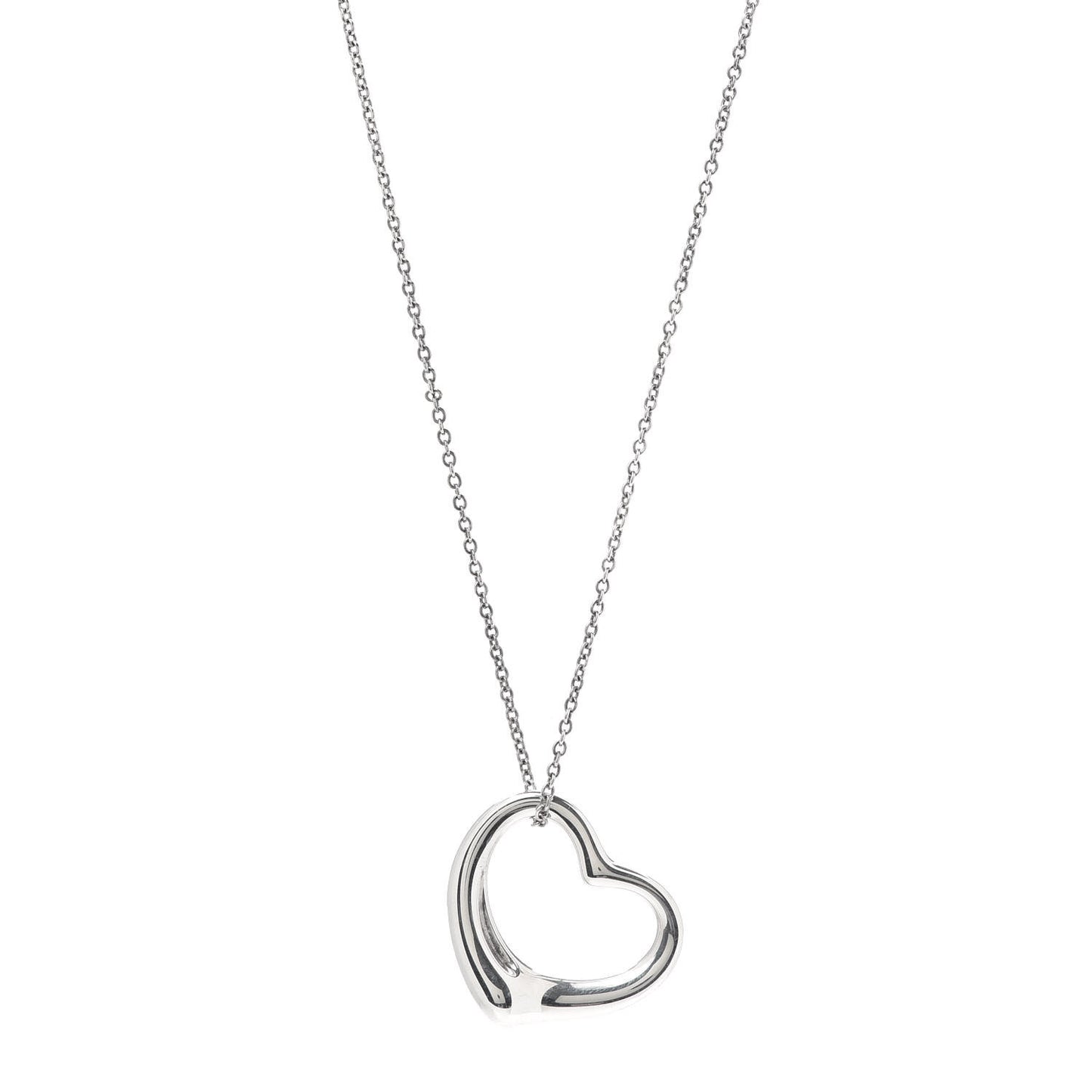 Sterling Silver 27mm Elsa Peretti Open Heart Pendant Necklace