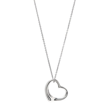 Tiffany Sterling Silver 27mm Elsa Peretti Open Heart Pendant Necklace 1 of 7