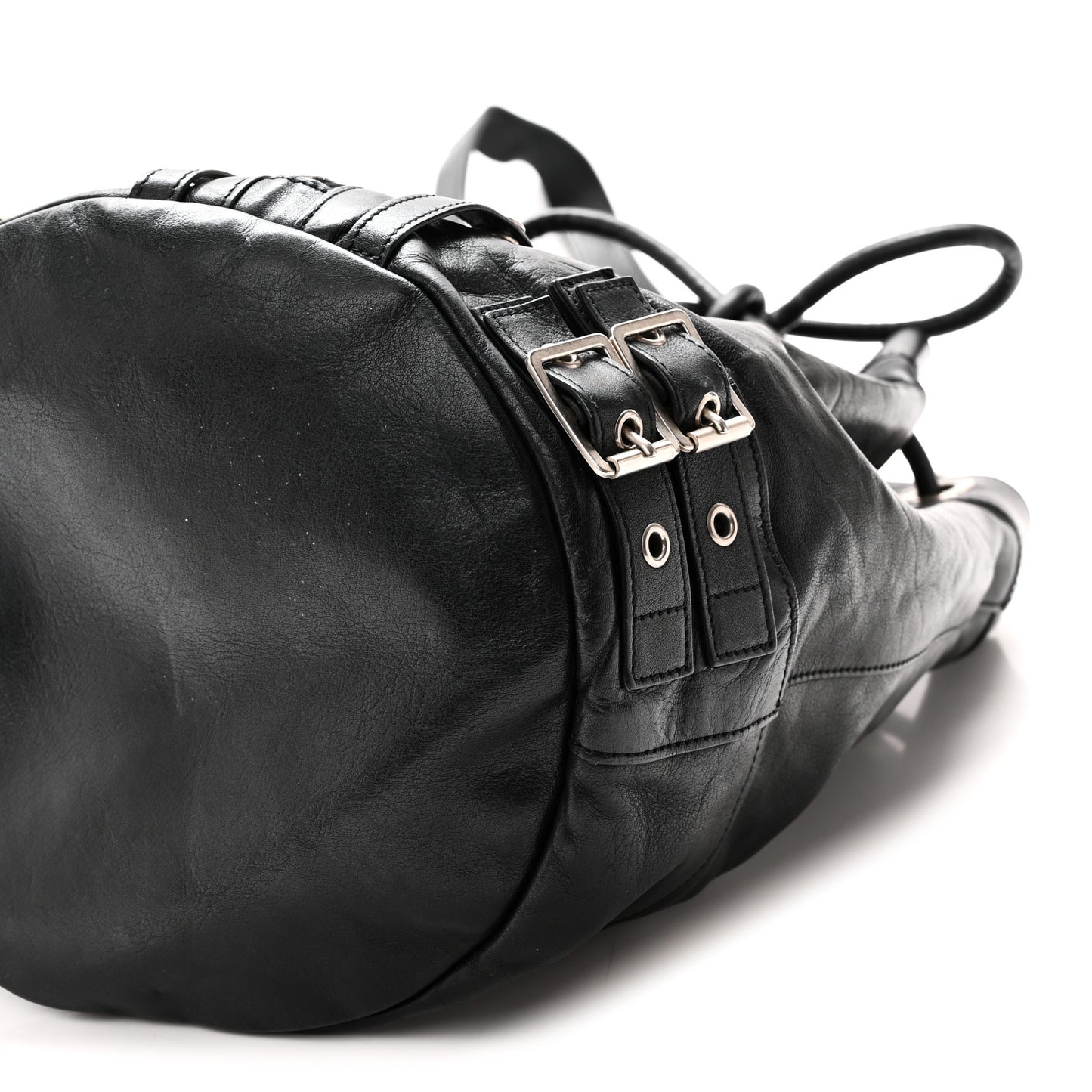 Calfskin Medium Rider Bucket Bag Black