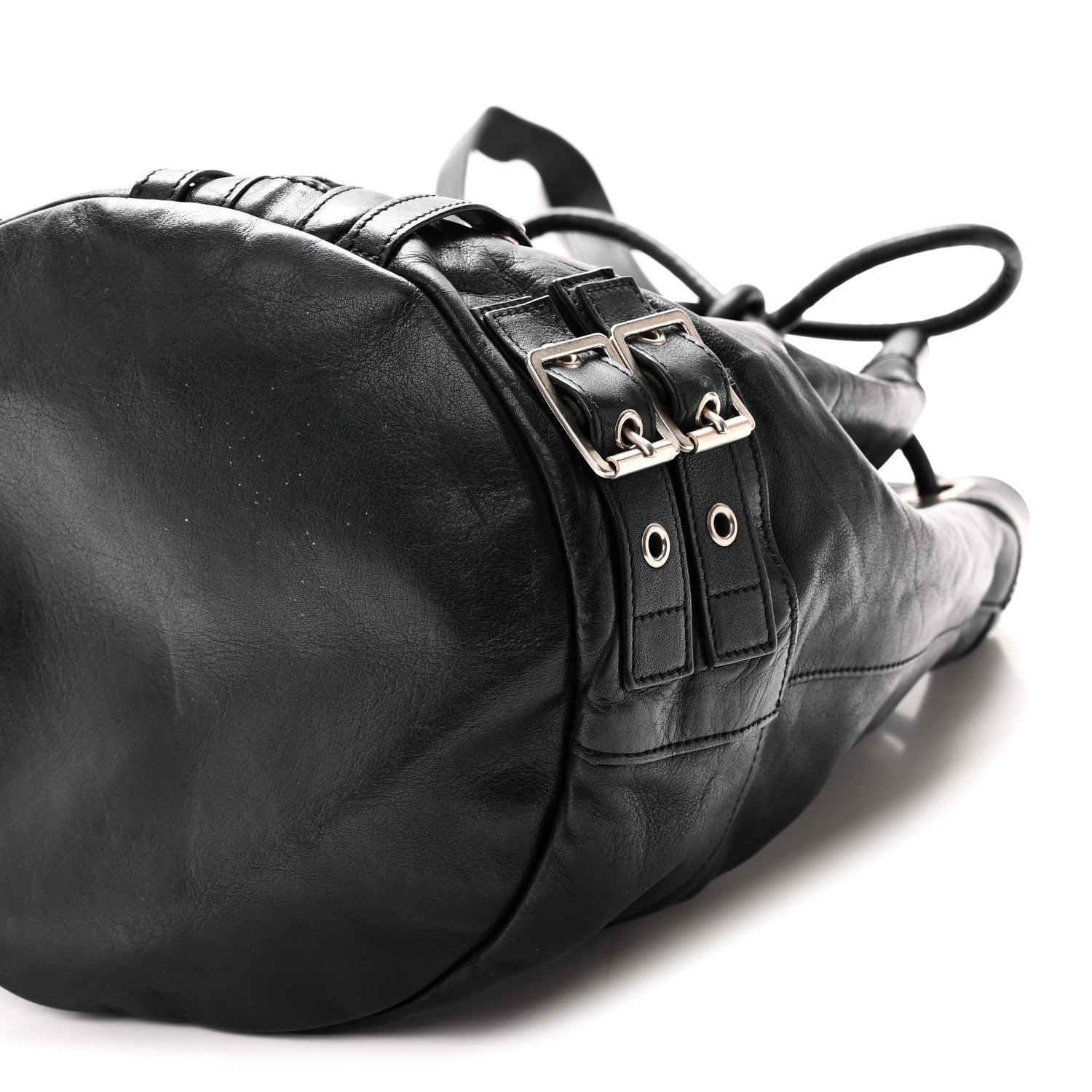 Saint Laurent Calfskin Medium Rider Bucket Bag Black 9 of 9