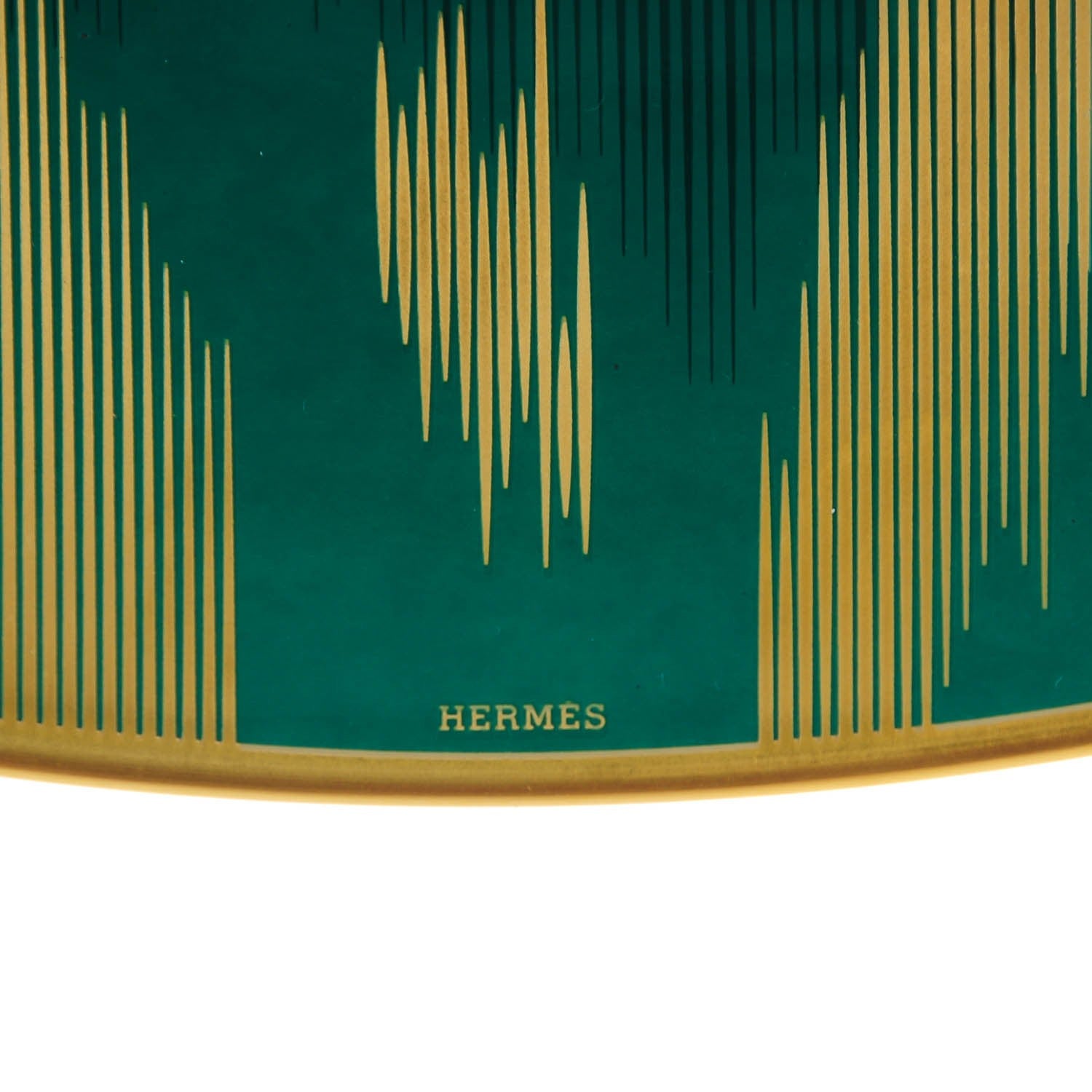 Hermes Porcelain Voyage en Ikat Presentation Plate Emerald 4 of 6