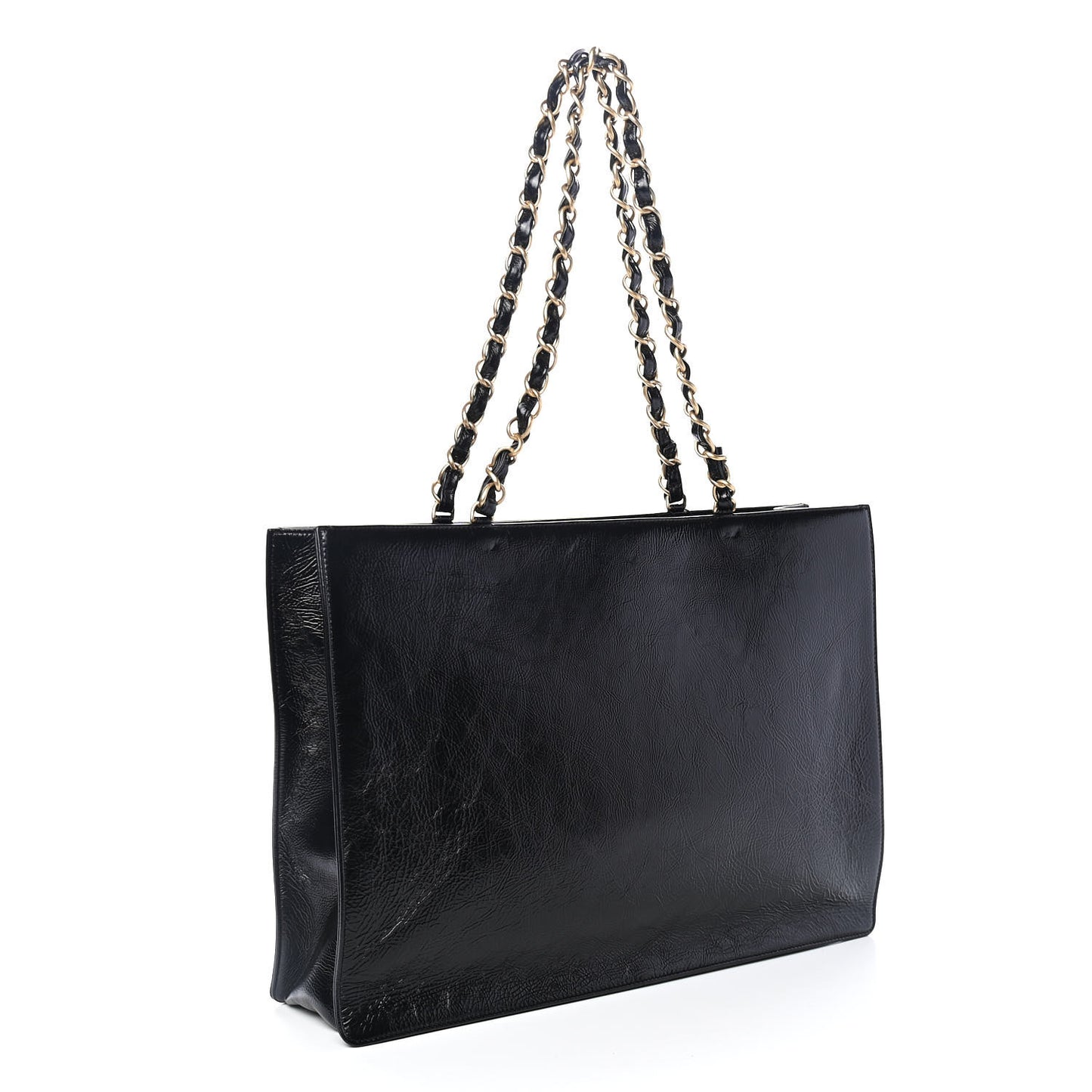 Glazed Aged Calfskin CC Tote Black