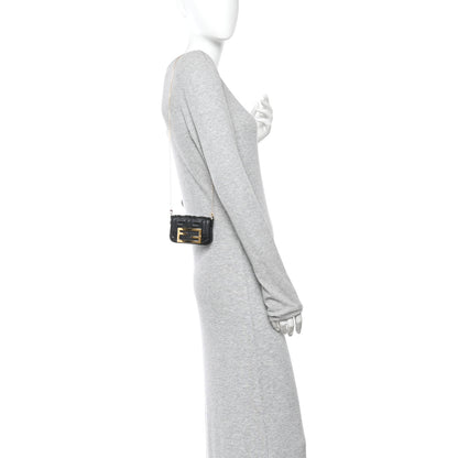 Fendi Nappa Matisse FF Embossed Nano Maxi Buckle Baguette Charm Black 2 of 10