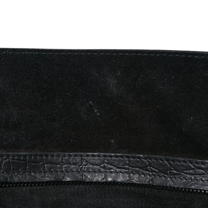 Celine Calfskin Crocodile Embossed Medium Phantom Luggage Black 14 of 28