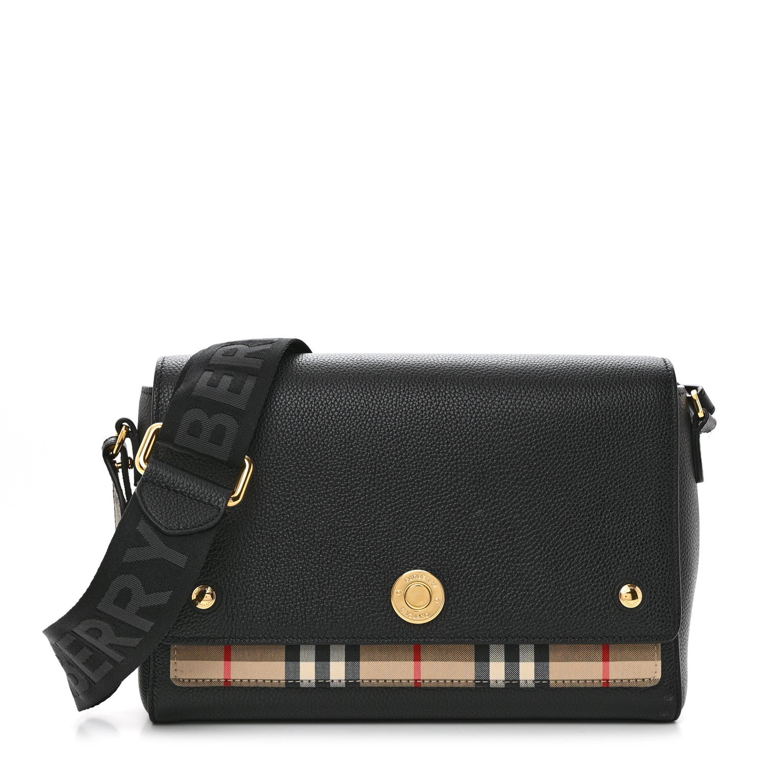 Burberry Grainy Calfskin Vintage Check Note Crossbody Bag Black 1 of 10