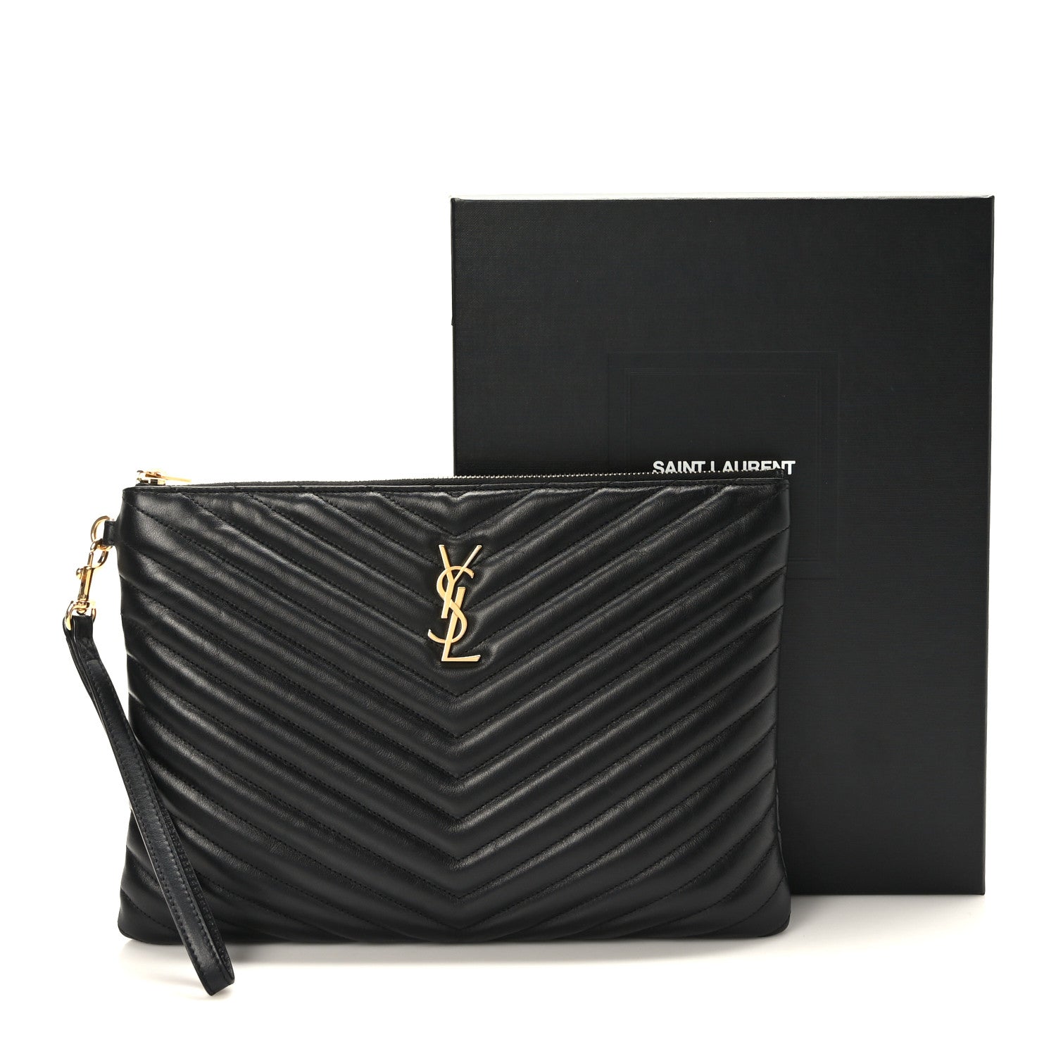 Saint Laurent Calfskin Matelasse Monogram Cassandre Tablet Pouch Black 8 of 8