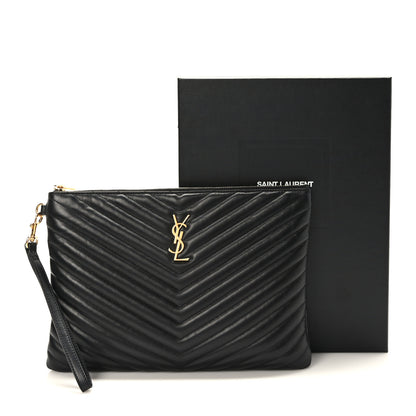 Saint Laurent Calfskin Matelasse Monogram Cassandre Tablet Pouch Black 8 of 8