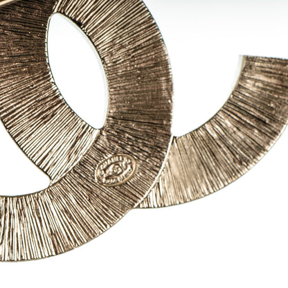Chanel Metal Quilted CC Brooch Silver Gold 4 of 4