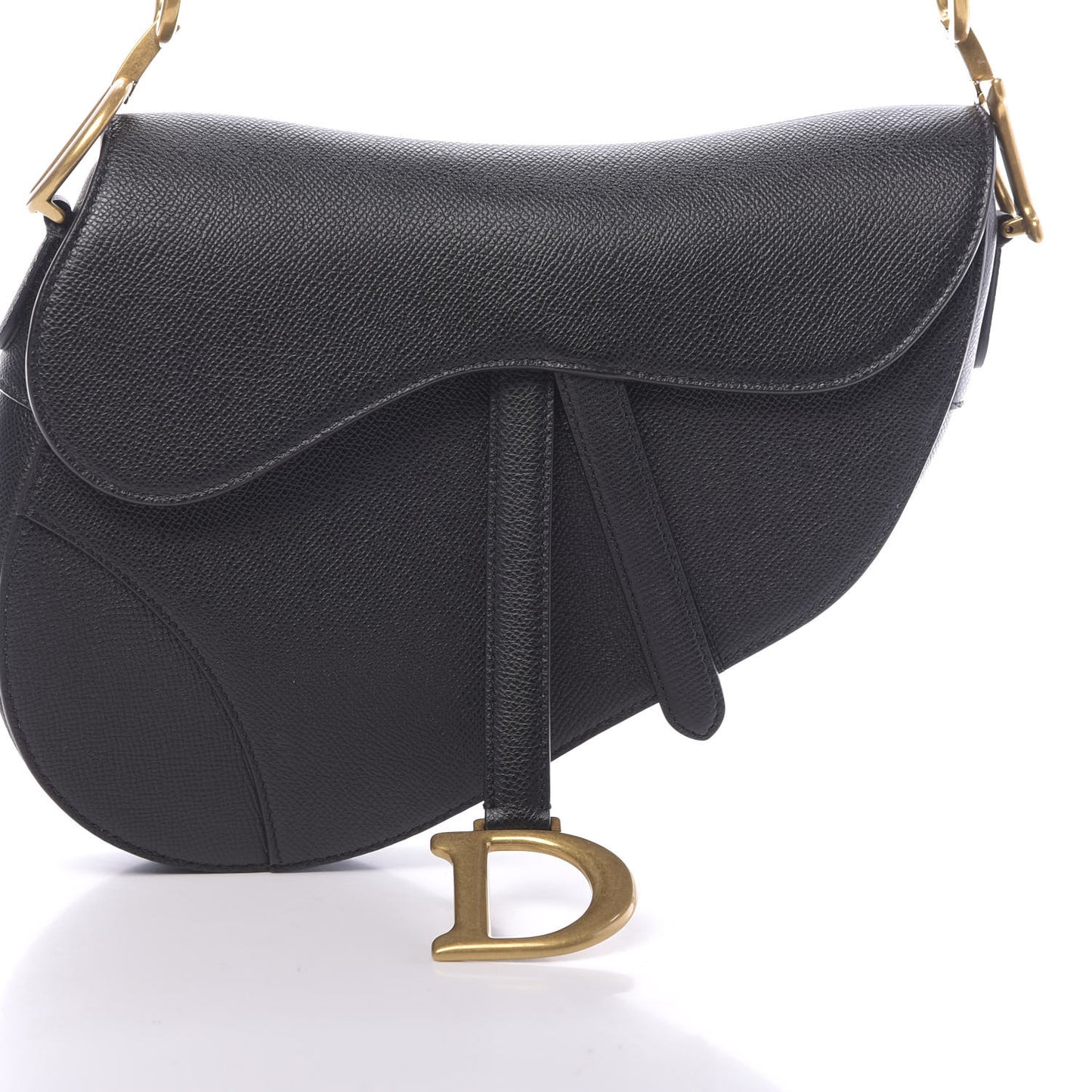 Grained Calfskin Saddle Bag Black