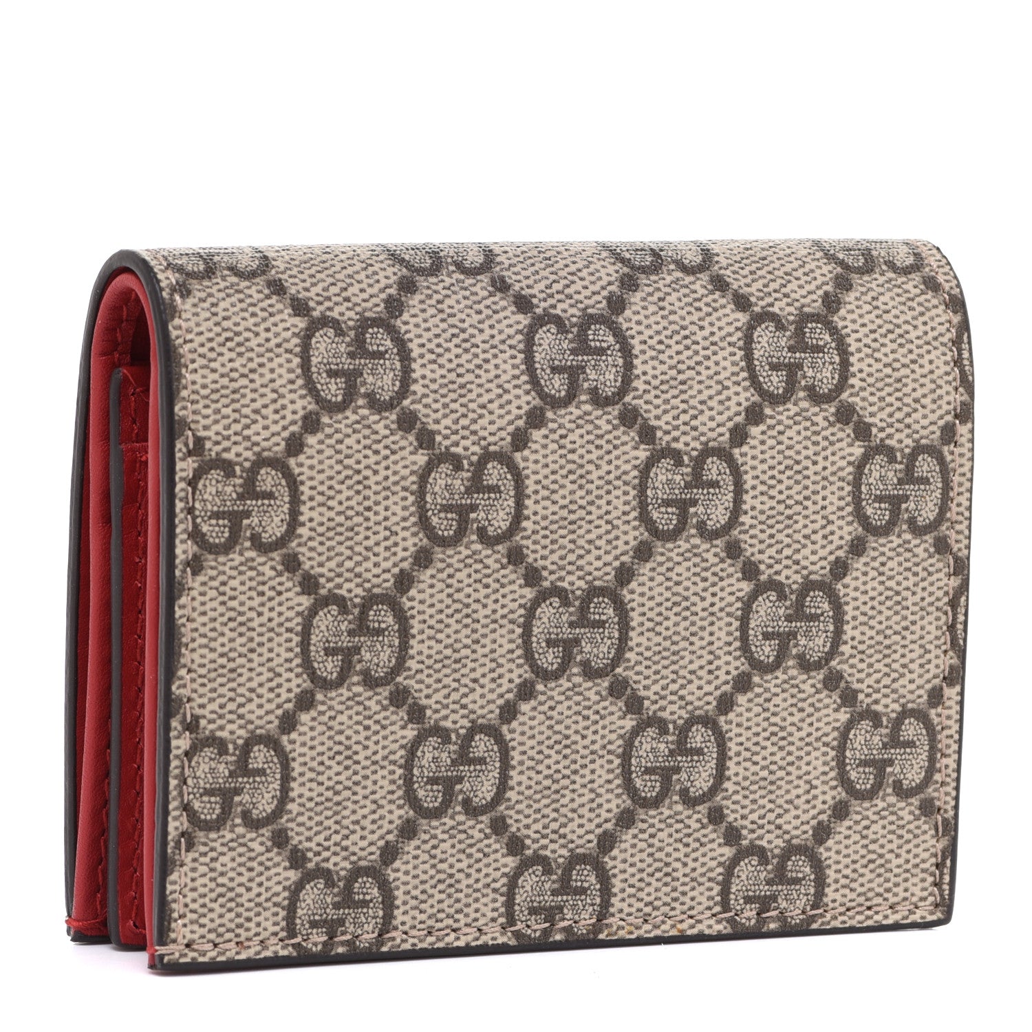 Gucci GG Supreme Monogram Cherry Embellished Card Case Wallet Hibiscus Red 3 of 7