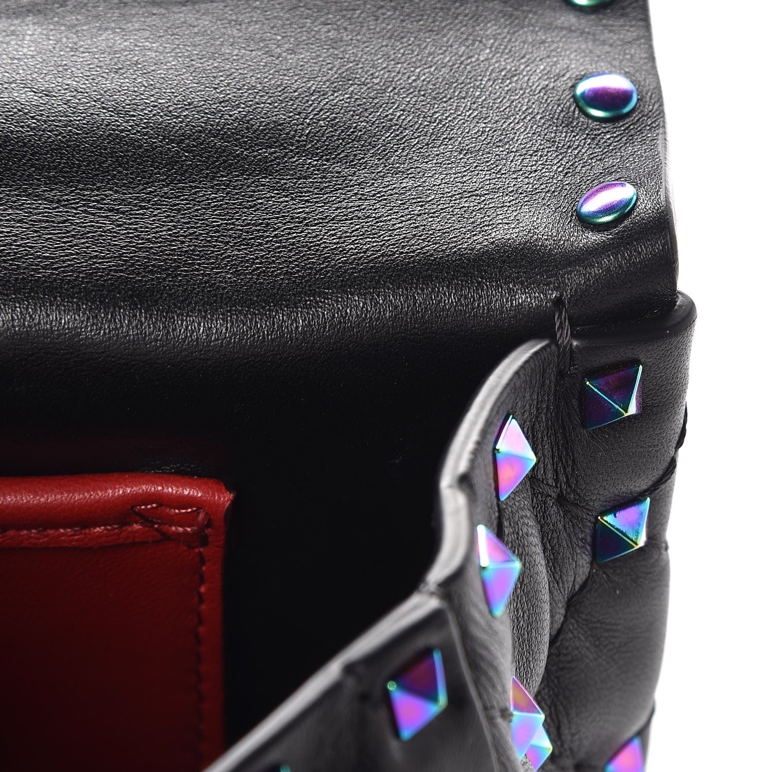 Valentino Garavani Lambskin Oil Slick Small Rockstud Spike Shoulder Bag Black 8 of 8